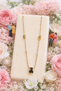 Romantic Teddy Bear Pendant Gold-Tone Necklace
