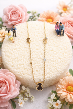 Romantic Teddy Bear Pendant Gold-Tone Necklace