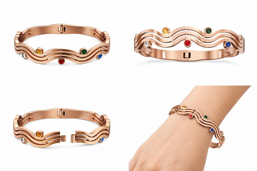 Harmony Waves Multicolor Gemstone Bangle