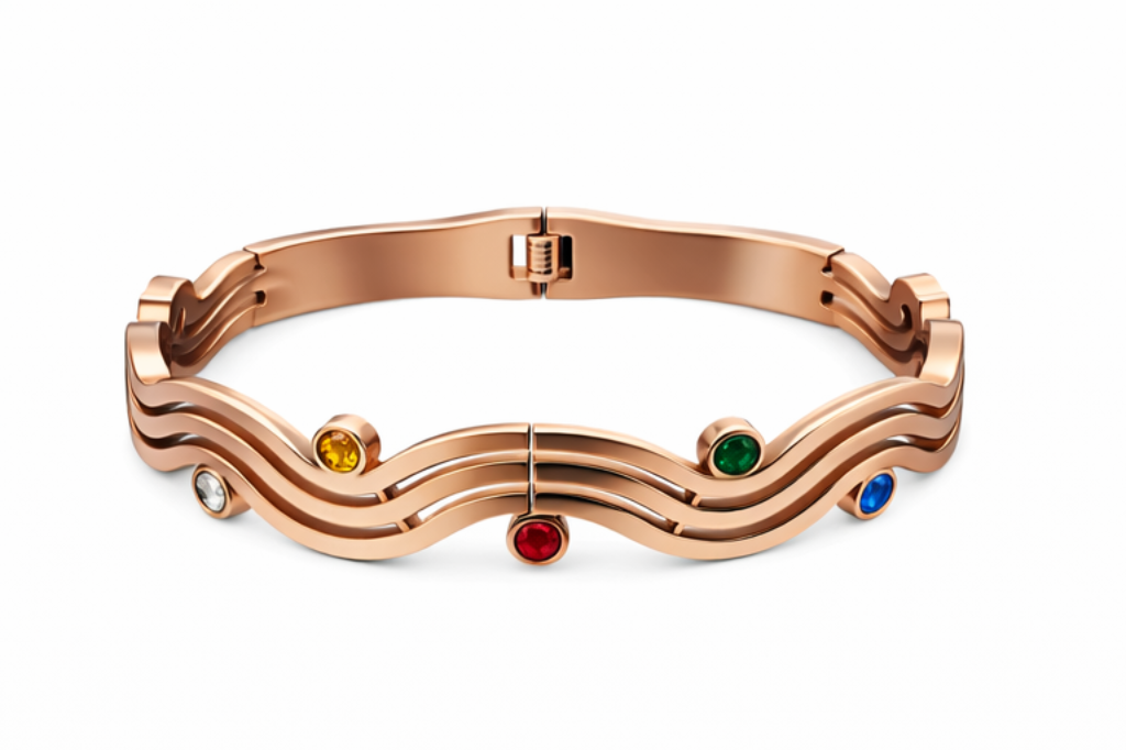 Harmony Waves Multicolor Gemstone Bangle