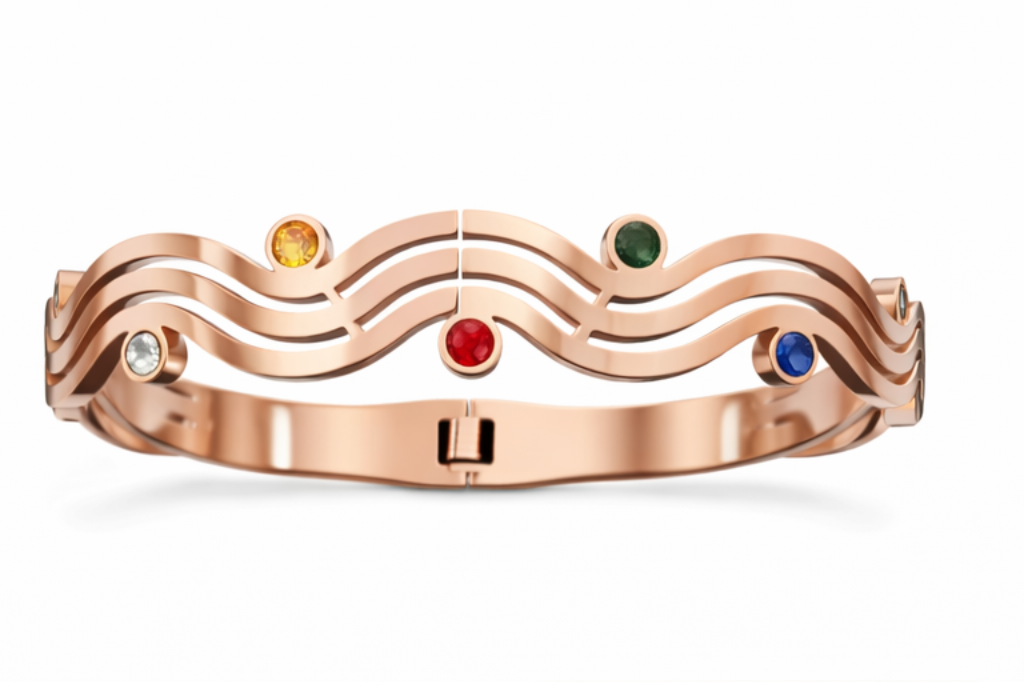 Harmony Waves Multicolor Gemstone Bangle