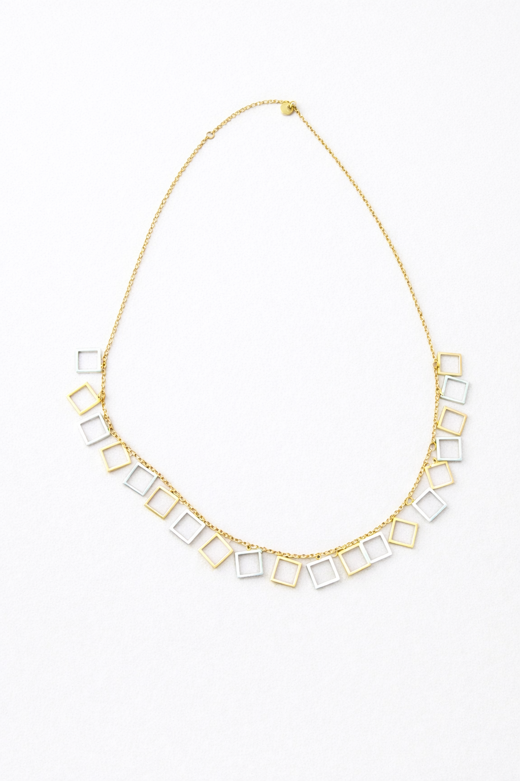 Geometric Square Charm Gold-Tone Necklace
