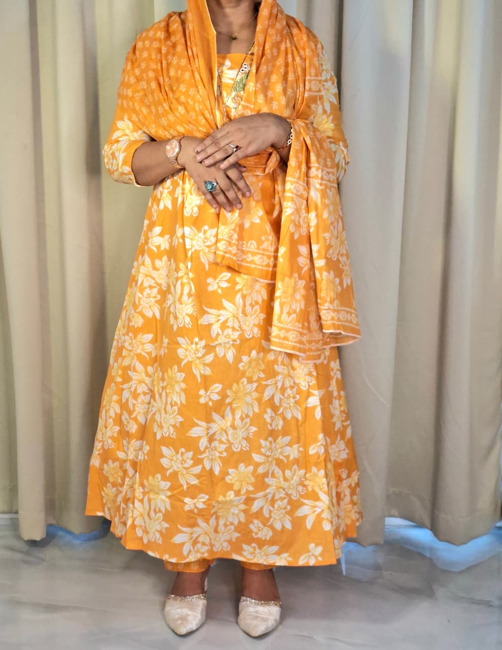 Sunshine Bloom Printed Cotton 3-Piece Suit Set