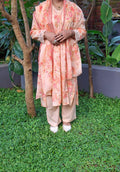 Peach Floral Printed 3-Piece Lawn Suit with Dupatta