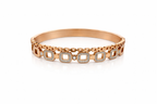 Rose Gold Geometric Crystal Link Bangle Bracelet for Women