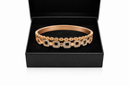 Rose Gold Geometric Crystal Link Bangle Bracelet for Women