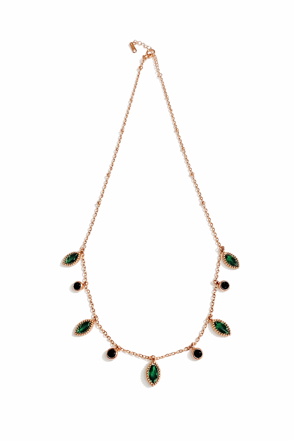 Emerald & Onyx Elegance Station Necklace
