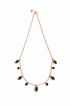 Emerald & Onyx Elegance Station Necklace